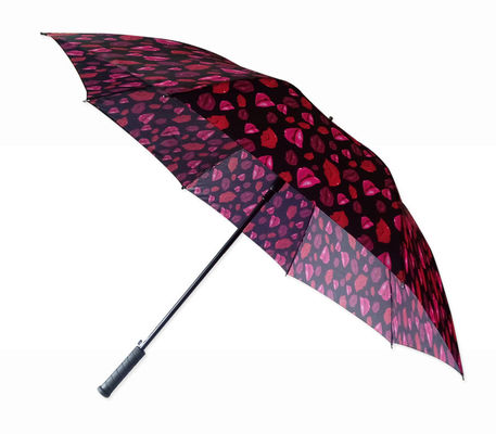 Parapluie rouge de lèvre de 8mm d'axe pliable en métal pour des femmes