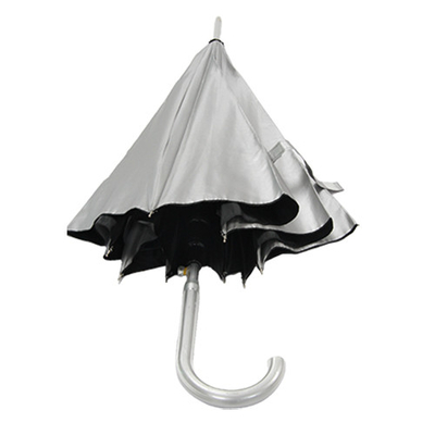 parapluie de revêtement UV de pongé d'axe en métal de 8mm avec la poignée de J